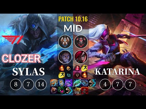 T1 Clozer Sylas vs Katarina Mid - KR Patch 10.16