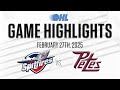 OHL Highlights: Windsor Spitfires @ Peterborough Petes Feb. 27, 2025
