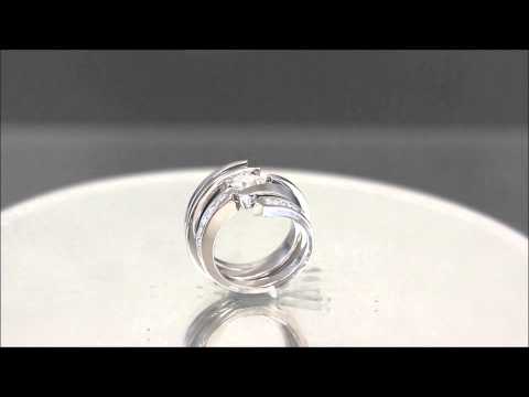 14K WHITE GOLD PRINCESS DIAMOND ENGAGEMENT RING AND BANDS TENSION 1.25CT - KNR INC - 735