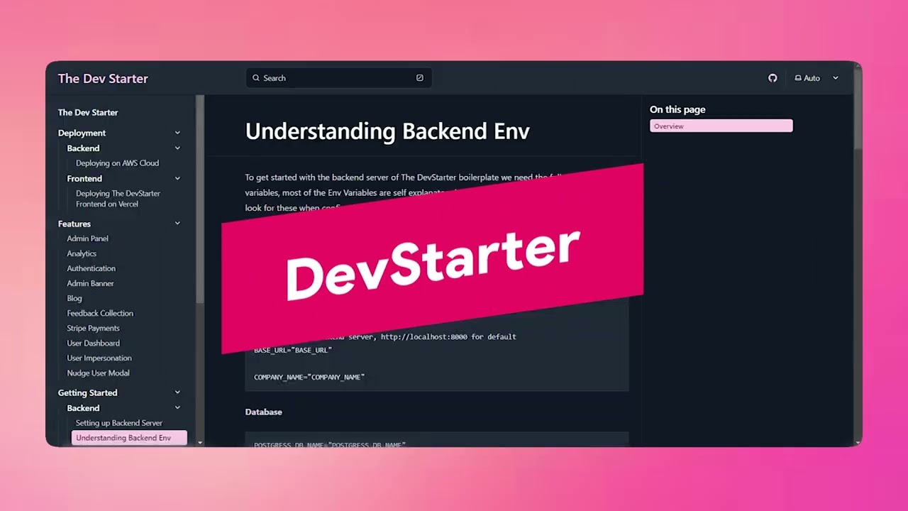 TheDevStarter demo video