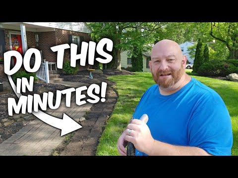 HOW TO USE a MANUAL KICK STYLE SOD CUTTER to REMOVE GRASS and DIG MULCH BEDS FAST EASY and CHEAP!