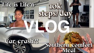 VLOG| Southern Cooking, Funmily Walking Pad for 10k Steps & a Car Hit?! My Health Journey Continues!