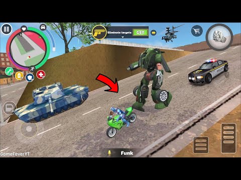 Rope Hero Vice Town - 6.6.0 (Spoiled Police Car Robot kick to Rope hero bIKE) - Android Gameplay HD