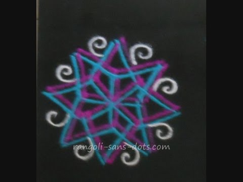 Special rangoli design  with two parallel lines of different colours