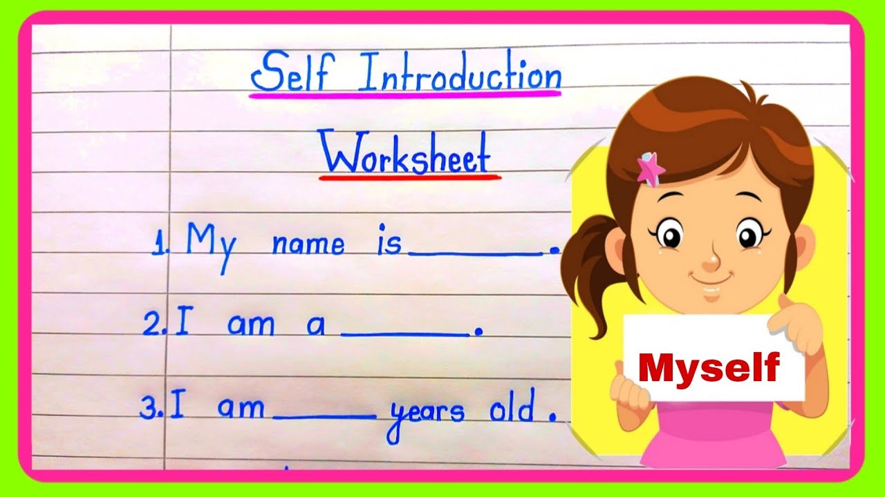 Self Introduction Worksheet for students|myself  worksheet for students |self introduction