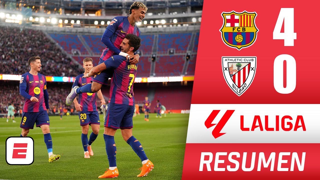 BARCELONA goleó 4-0 al ATHLETIC en regreso al CAMP NOU e iguala en la cima a REAL MADRID | La Liga
