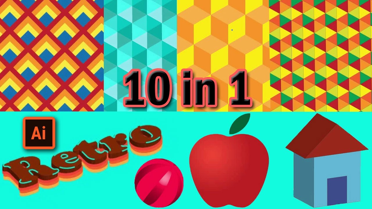 Vector Icons and Pattern design tutorial, COMPILATION in English language #illustrator