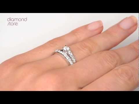 DN3228 - Steeple Diamond 0.88ct And 18K White Gold 2 Ring Bridal Set