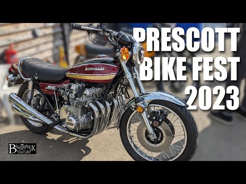 Allen Millyard rides his Kawasaki Z1 Super Six. Prescott Bike Festival 2023 in 4K