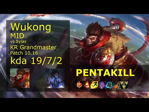 Wukong vs Sylas Mid - KR Grandmaster 19/7/2 Patch 10.16 Gameplay // [롤] 오공 vs 사일러스 미드