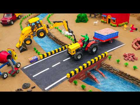 DIY Mini Tractor  &  JCB Making Real Concrete Bridge | Underground Home Pipe Science Project |
