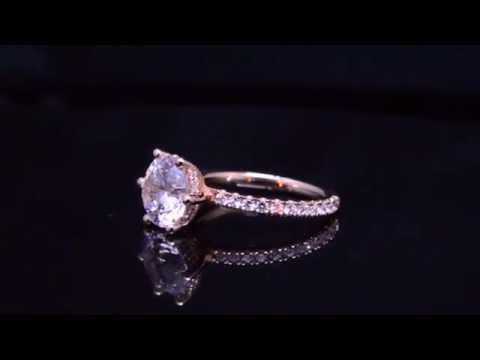 Round Brilliant Cut Diamond Engagement Ring in 14k Rose Gold