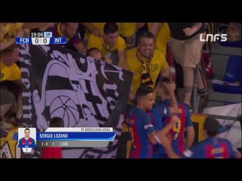 Gol Sergio Lozano (1-0) en el FC Barcelona Lassa - Movistar Inter. Tercer partido Play Off. Final