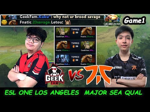 Santino Puck Auto Win | Fnatic vs GeekFam  ESL ONE Los Angeles Major 2020 SEA Qual Dota 2 Game1