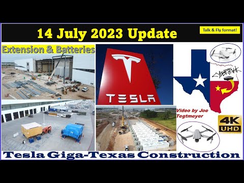 Thumbnail for Huge 4680 Delivery, 41/68 Megapacks, S end Steel Erection! 14 July 2023 Giga Texas Update (07:35AM) by Brad Sloan