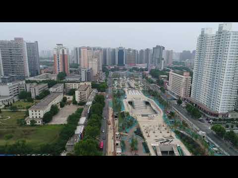 Estação de metrô Luoyang Peony Square em construção Fotografia aérea 4K UHD
