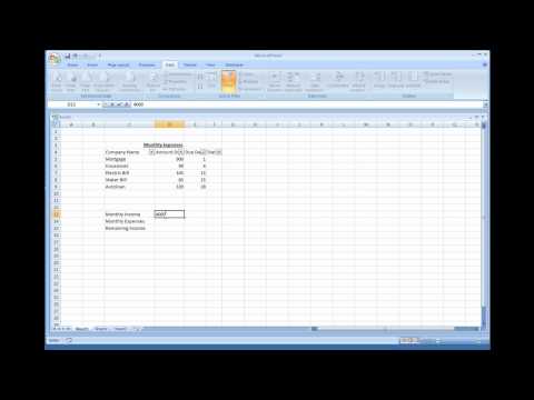 Part of a video titled Microsoft Excel - Creating a Simple Expense Sheet - YouTube