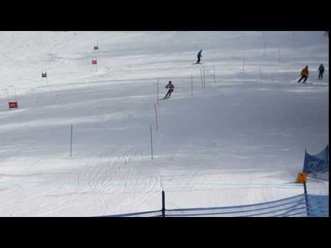 East Longmeadow High School's Cameron Ottoson finishes slalom ski run at PVIAC championships