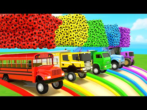 Many Kids songs - Painting cars with molded balls - Baby Nursery Rhymes & Kids Songs