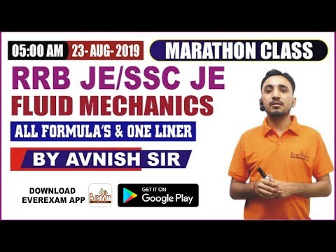 🔴 FLUID MECHANICS | ALL FORMULA'S & ONE LINER | RRB JE CBT 2 | SSC JE | by Avnish Sir Video