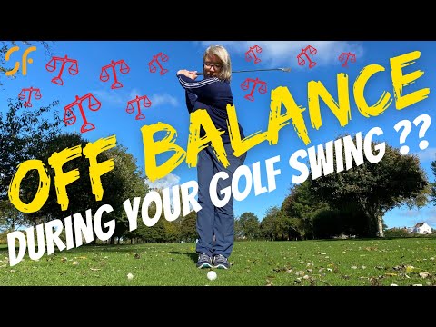 Part of a video titled Why do i FALL OFF BALANCE after my golf shots?? - YouTube