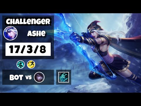 Ashe Bot Lane 11.17 Challenger Gameplay Replay S11 (17/3/8) - KOREAN