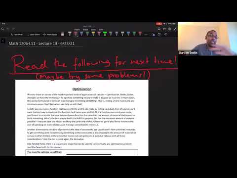 Math 1206-L11 Lecture 13 - Optimization; Sigma Notation, and Series