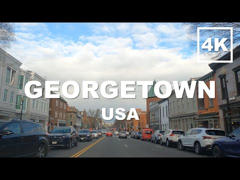 Georgetown, Washington D.C. USA | POV Sunset City Virtual Driving Tour 4K