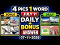 4 Pics 1 Word - ANSWER July 11 2026 – Daily Puzzle + Bonus (Solution)