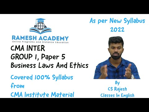 CMA Inter | Paper 5 Business Laws and Ethics In English by CS Rajesh | Indian Contract Act, Basics