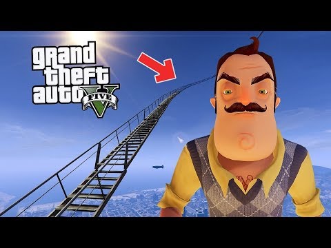 HELLO NEİGHBOR İLE DÜNYANIN EN UZUN MERDİVENİNE ÇIKTIK (GTA 5 MODS)