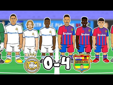 😲0-4! Real Madrid vs Barcelona😲 (El Clasico 22 Aubameyang Torres Cartoon Goals Parody Highlights)