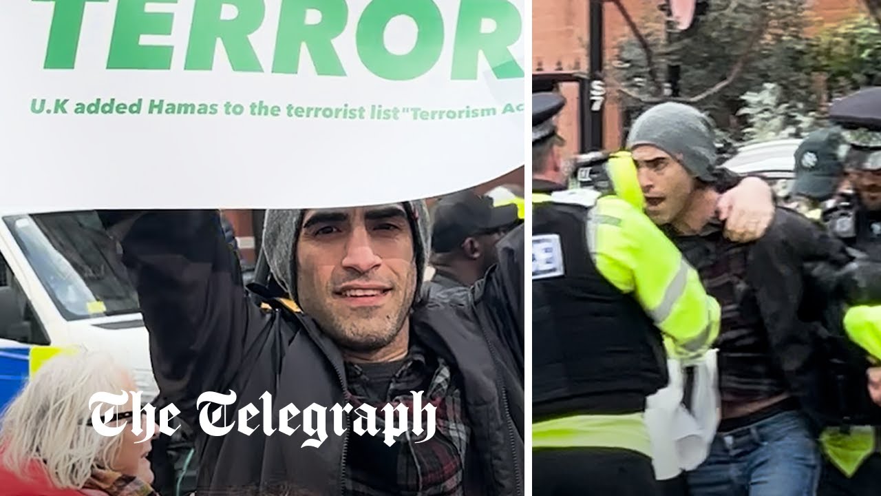 Watch: Protester holding ‘Hamas Are Terrorists’ sign arrested by police
