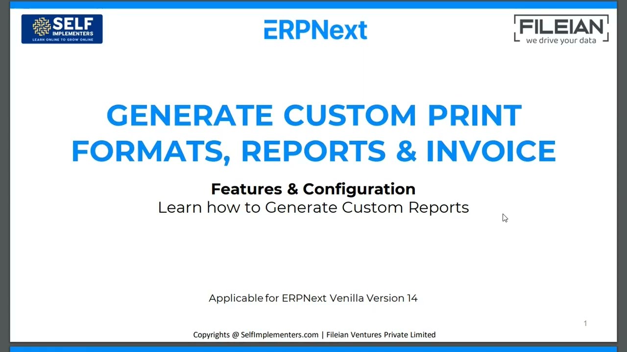 22. How to Generate Custom Print Format, Report & Invoices in ERPNext | Implement at a Low Cost Only