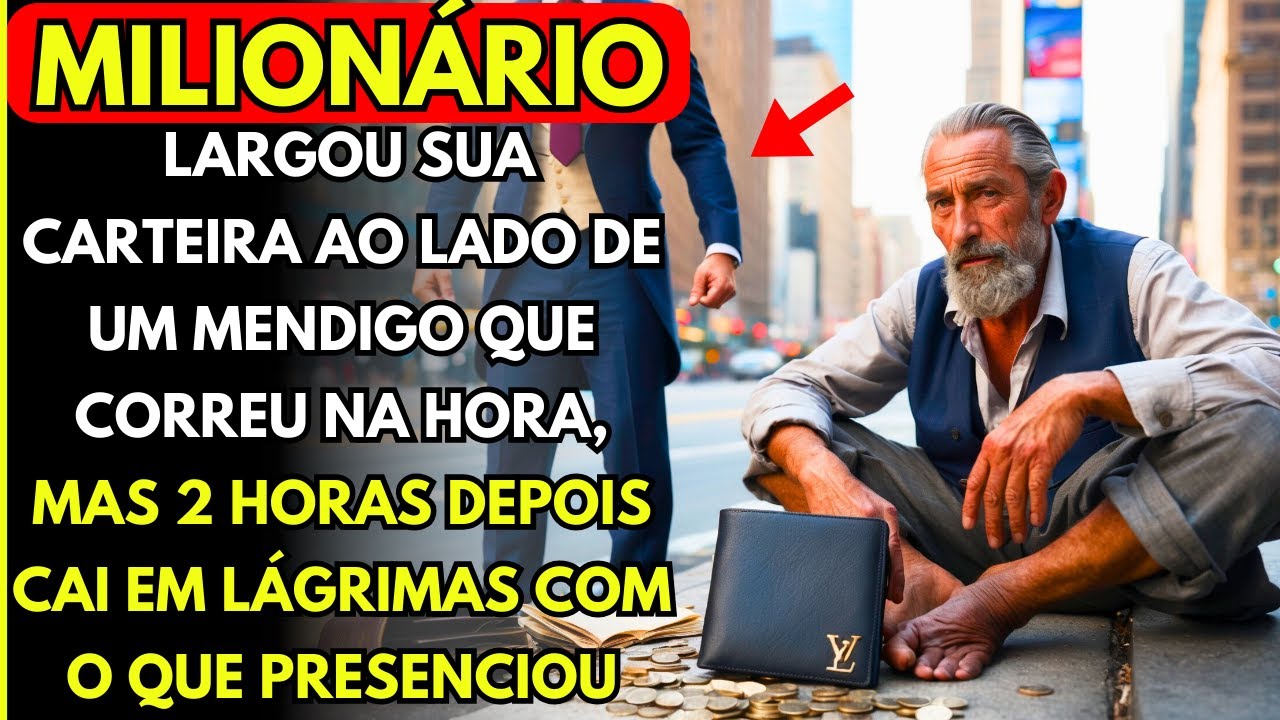 MILIONÁRIO LARGOU SUA CARTEIRA AO LADO DE UM MENDIGO QUE CORREU NA HORA, MAS 2 HORAS DEPOIS....