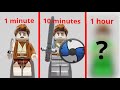 Lego Stop Motion 1 Min Vs 10 Min Vs 1 Hour Fight Scene CHALLENGE