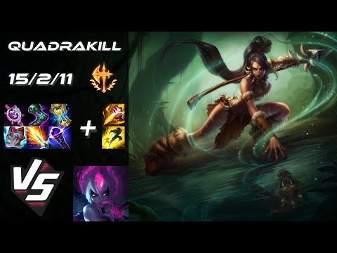 JUNGLE Nidalee vs Evelynn [QUADRAKILL] - NA Challenger Patch 14.13