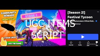 Roblox Festival Tycoon purchase all UGC items script [Roblox Exploiting]