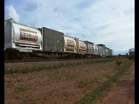 QR National Freight Train Heading Into Coonamia,South Australia.