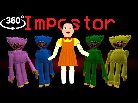 SQUID GAME DOLL Impostor vs HUGGY WUGGY in 🚀 Among Us Minecraft 360°
