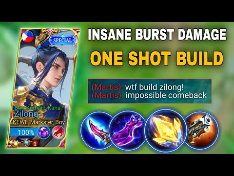 ZILONG 1SHOT INSANE BURST DAMAGE🔥(deadly passive) ZILONG BEST BUILD AND EMBLEM SET 2022-2023 | MLBB