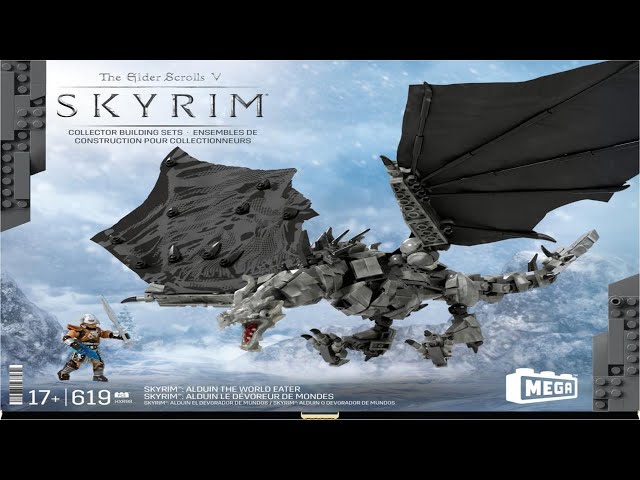 Vídeo relacionado con MEGA Skyrim, Figuras de acción y juguetes de construcción, Alduin el Devorador de Mundos con 619 piezas, con 1 figura de Sangre de Dragón, para coleccionistas, HXR98