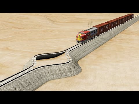 Impossible Splitting Wide Rail Tracks Vs Trains Crossing - BeamNG.Drive