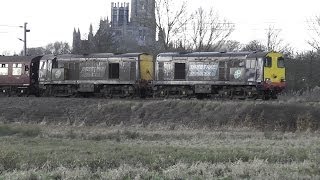 preview picture of video 'Class 20s and class 37 on the Deviationer rail tour at Ely. 11th January 2014'