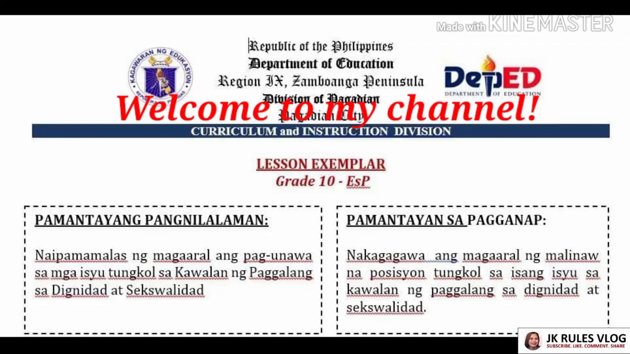 LESSON EXEMPLAR | EsP 10 My Sample