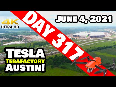 Tesla Gigafactory Austin 4K  Day 317 - 6/4/21 - Tesla Terafactory Texas - WET DAY AT GIGA TEXAS!