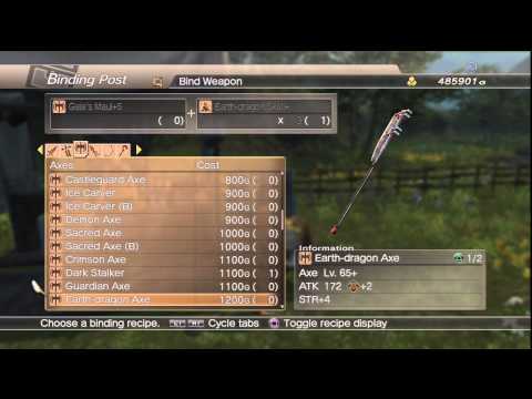 WKC 2 Weapon -- Axes (Great Axes) Level 20 Complete Binding List White Knight Chronicles II