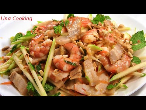 Cách làm GỎI XOÀI TÔM THỊT( Green Mango Salad ) đơn giản , đãi tiệc cũng ngon || Lina Cooking