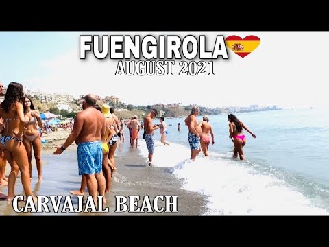 CARVAJAL FUENGIROLA SPAIN BEACH WALK AUGUST 2021, Hot Summer BeachWalk Updates In Costa Del Sol [4K]