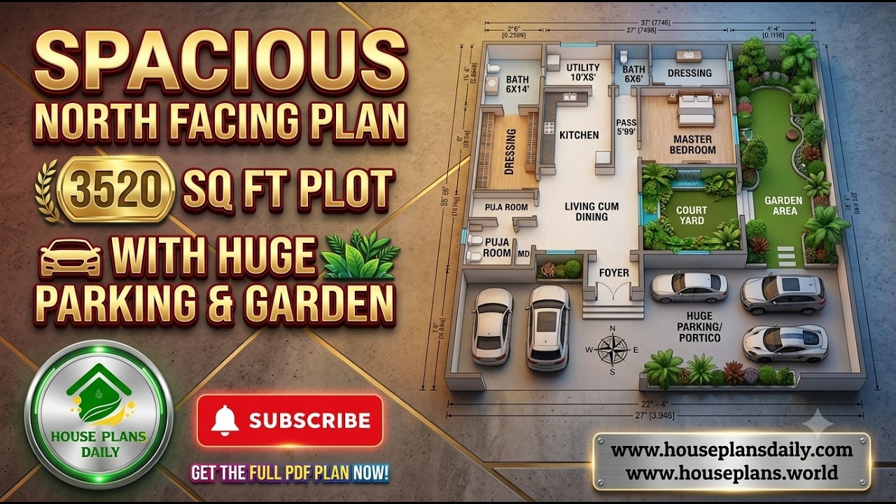 Spacious North Facing Plan 3520 Sq Ft Plot with Huge Parking and Garden